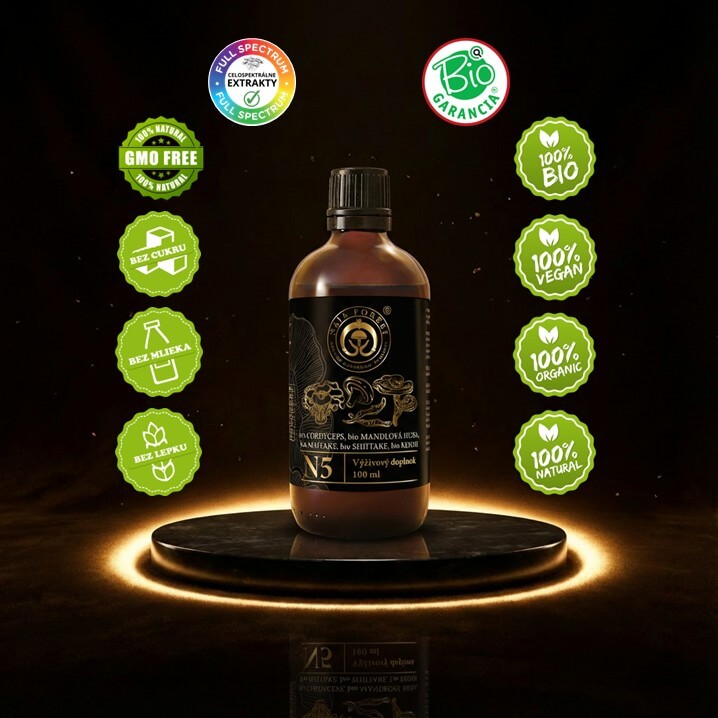 Naja Forest N5 - Bio Mandľová huba, Cordyceps, Reishi, Shiitake, Maitake Naja Forest N5 vlastnosti